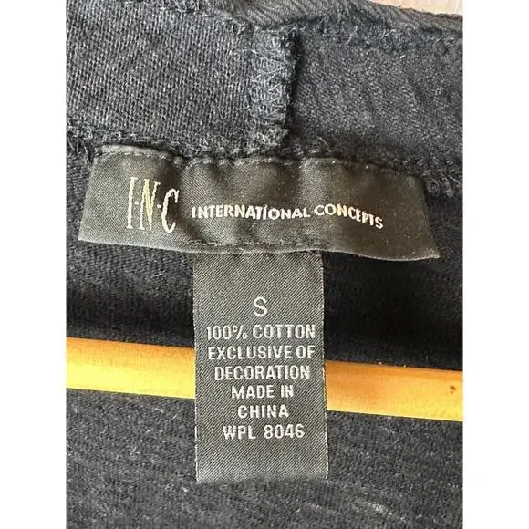 INC Black V-Neck Cap Sleeve Top Blouse Women's Size S - Picture 3 of 4